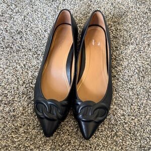 Vionic Black Leather Pointed Toe Slip On Flats Womens 8.5 Classic Comfort Shoes